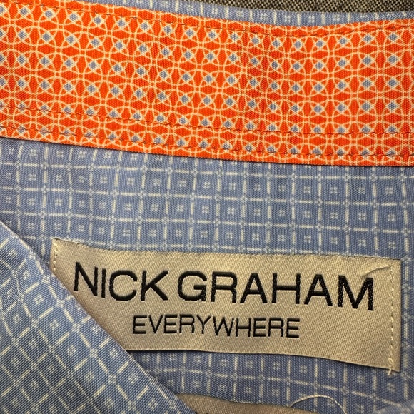 Nick Graham Men's Everywhere Short Sleeve Printed Shirt Size XL Blue - Picture 4 of 10